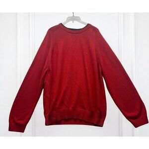 Vintage Y2K Tommy Hilfiger Sweater Mens 2XL Red Crew  Preppy